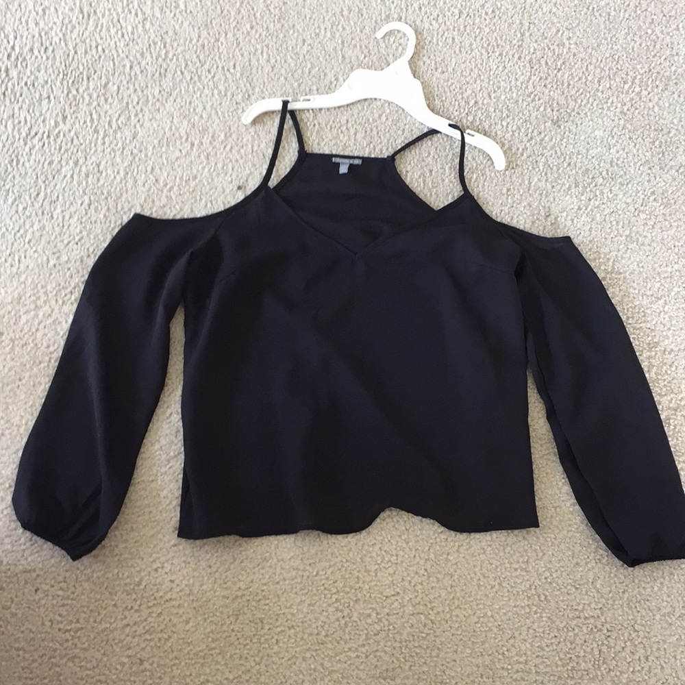 Sheer cold shoulder black top